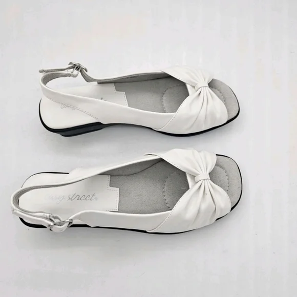 Easy Street Womens Fantasia Sandal Gathered Slip On Elastic Slingback White 7.5M - Picture 13 of 14